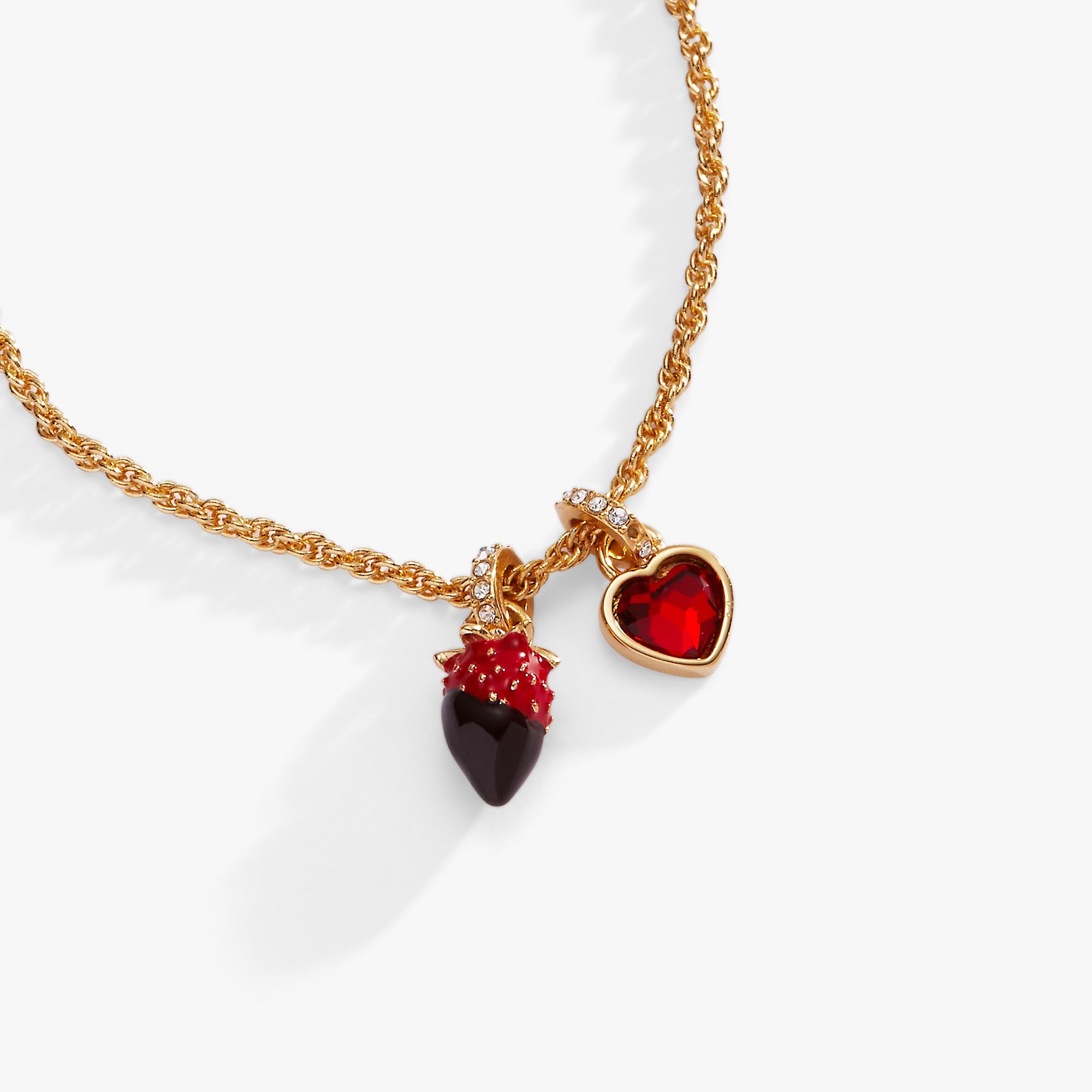 Chocolate-Covered Strawberry Duo Charm Pendant Necklace - Aaria Tees Aaria Tees