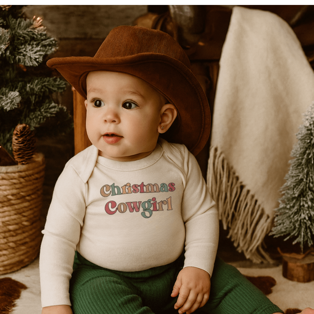 long sleeve graphic bodysuit | christmas cowgirl - Aaria Tees Aaria Tees