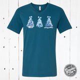 Christmas Tree Sparkling Bow Deep Teal V Neck Short Sleeve Tee - Aaria Tees Aaria Tees