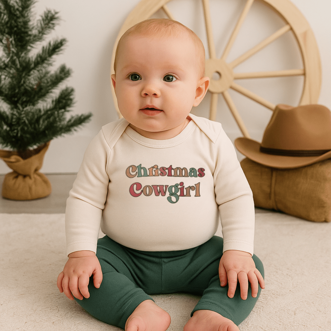 long sleeve graphic bodysuit | christmas cowgirl - Aaria Tees Aaria Tees
