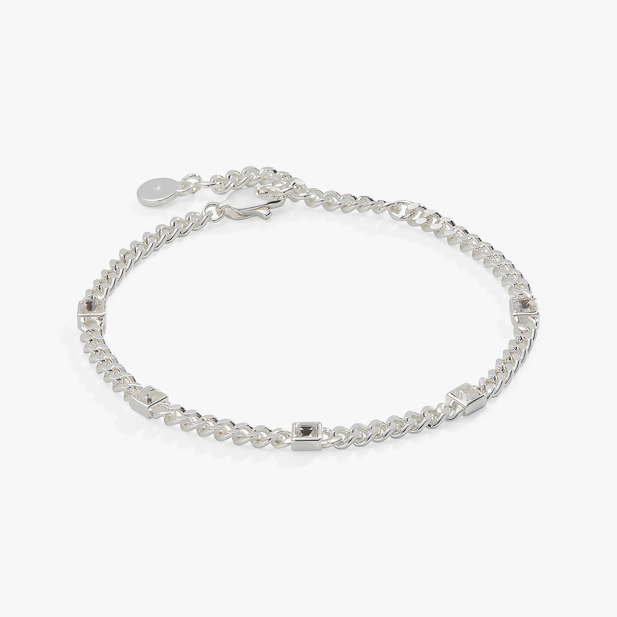 April Birthstone Clear Crystal Curb Chain Bracelet - Aaria Tees