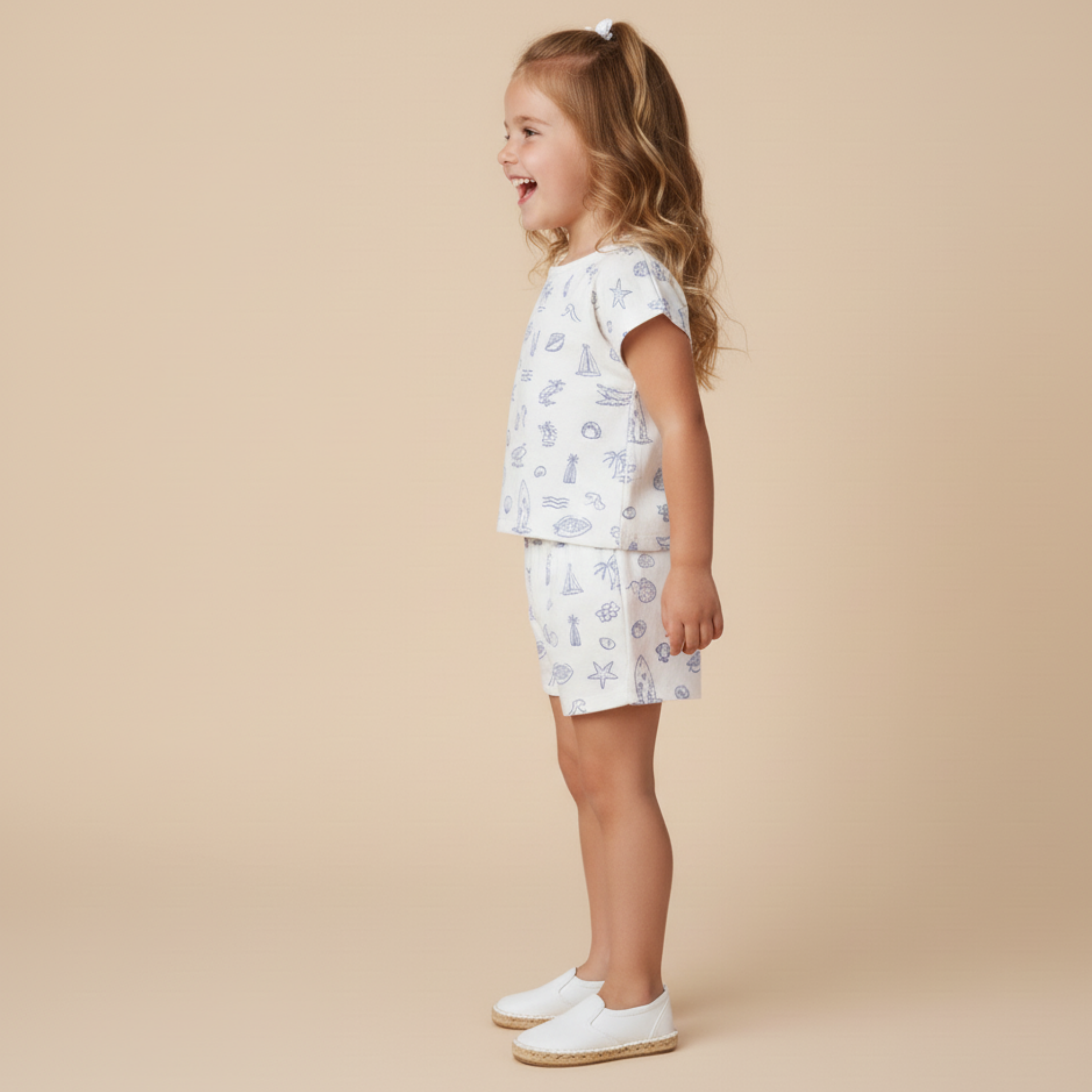 Organic Drop Shoulder Tee & Shorts Set - Coastal - Aaria Tees Aaria Tees