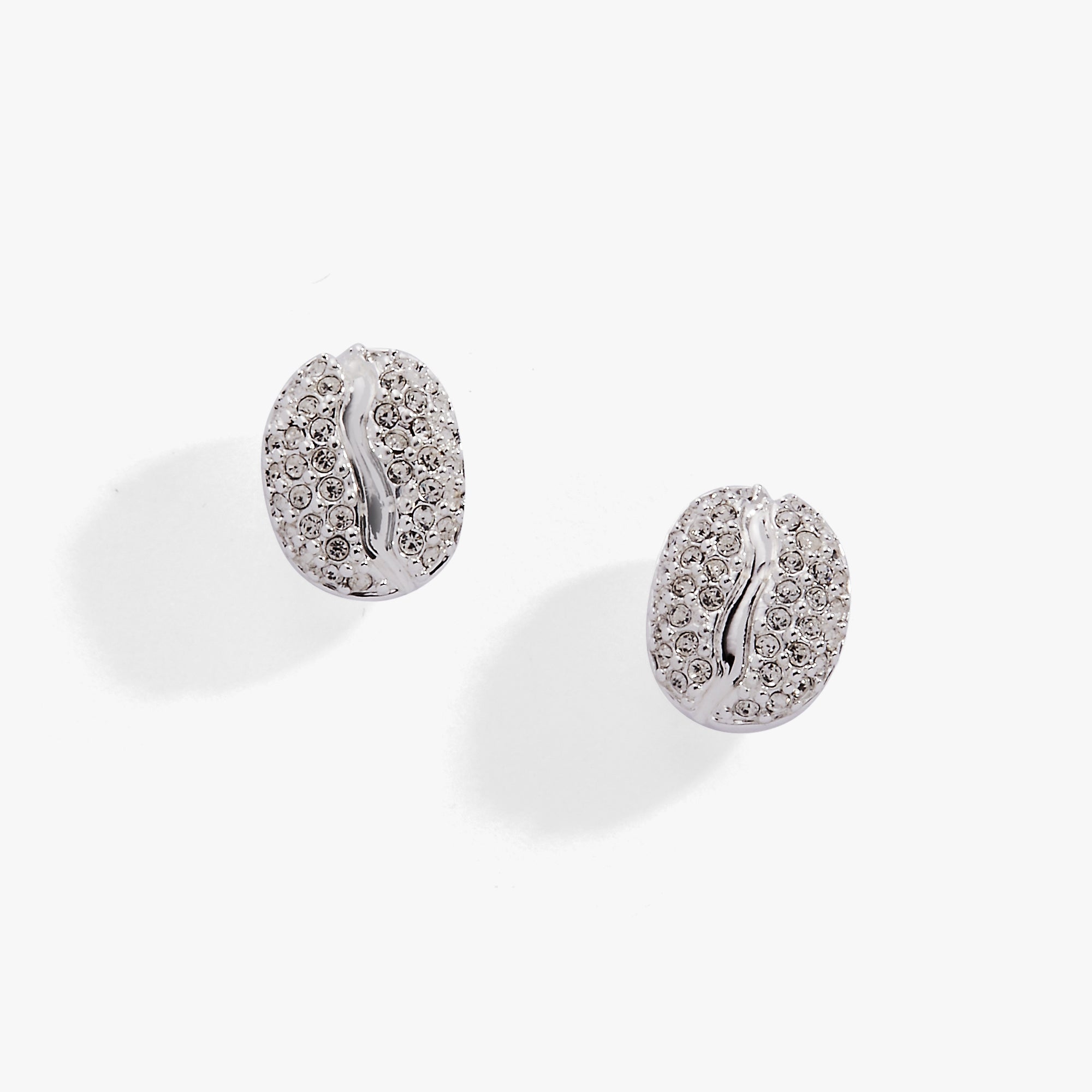 Coffee Bean Pave Crystal Stud Earrings - Aaria Tees Aaria Tees