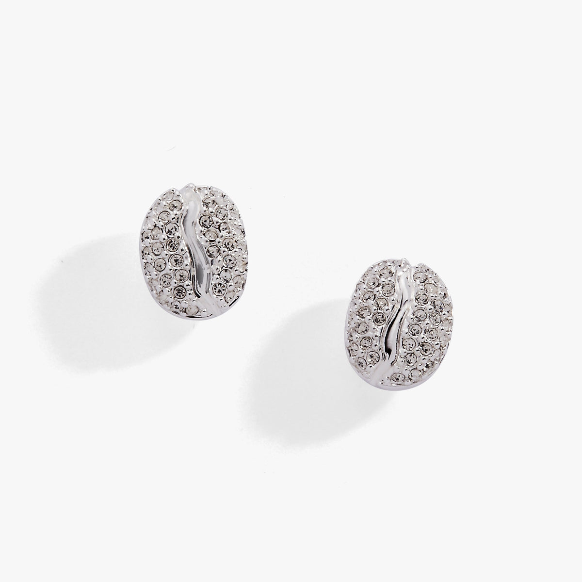 Coffee Bean Pave Crystal Stud Earrings - Aaria Tees