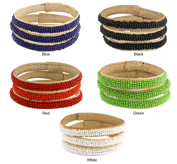 Colorful Beaded Malian Bracelets - Set of 3 - Aaria Tees