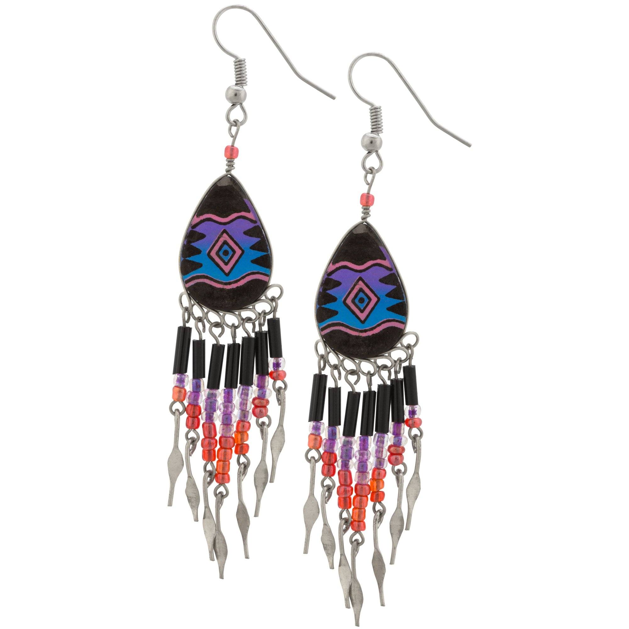 Colorful Ceramic Teardrop Chandelier Earrings - Aaria Tees Aaria Tees