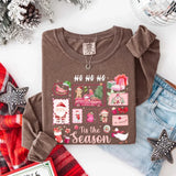 Comfort Colors Long Sleeve Ho Ho Ho Tis The Season Christmas Shirt - Aaria Tees Aaria Tees