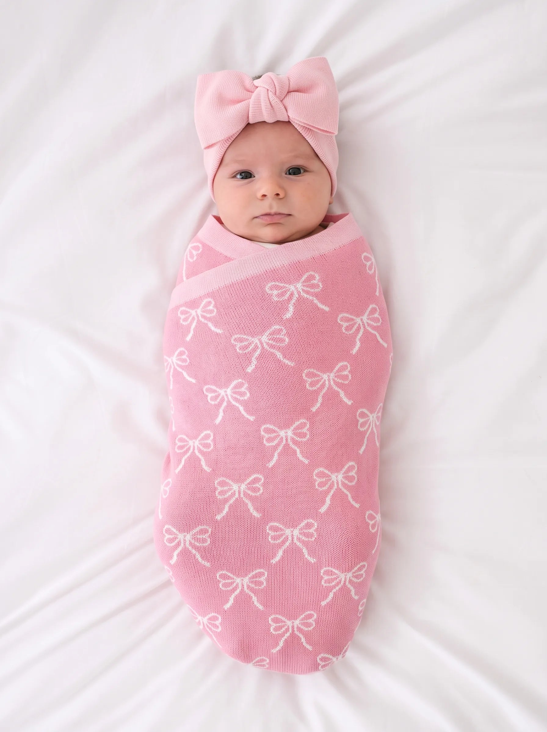 Coquette Bow Jacquard Knit Baby Blanket - Aaria Tees Aaria Tees