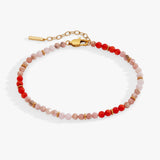 Coral Ombre Semi-Precious Beaded Anklet - Aaria Tees Aaria Tees