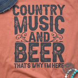 Country Music and Beer Short Sleeve Tee - Aaria Tees Aaria Tees