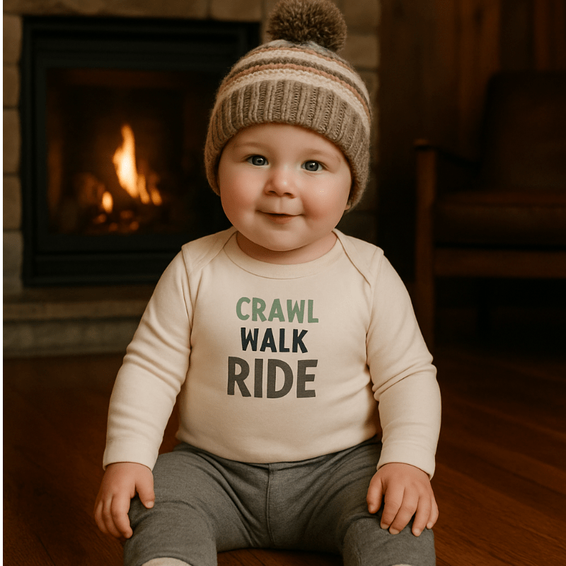 long sleeve graphic bodysuit | crawl walk ride - Aaria Tees