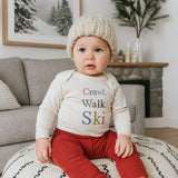 long sleeve graphic bodysuit | crawl walk ski - Aaria Tees Aaria Tees