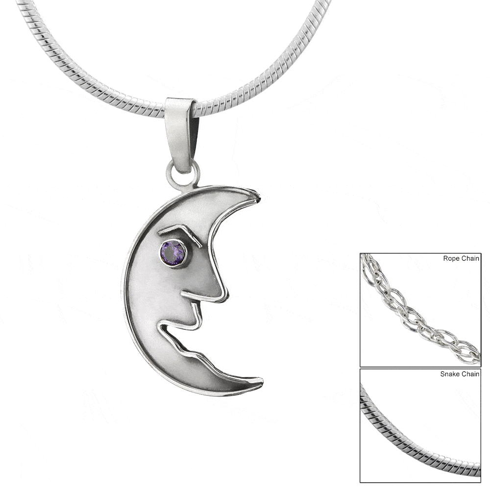 Crescent Moon Sterling Necklace - Aaria Tees