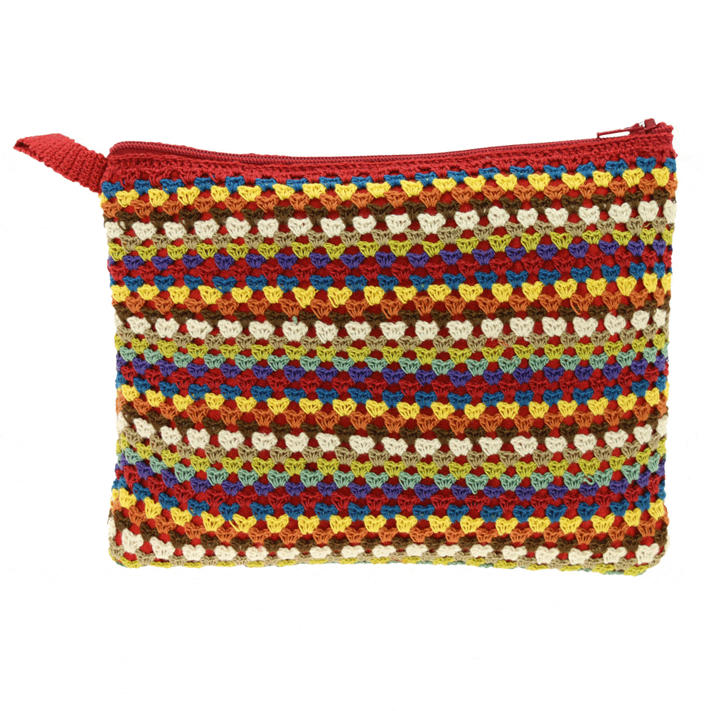 Crochet Stripe Cosmetic Bag - Aaria Tees Aaria Tees