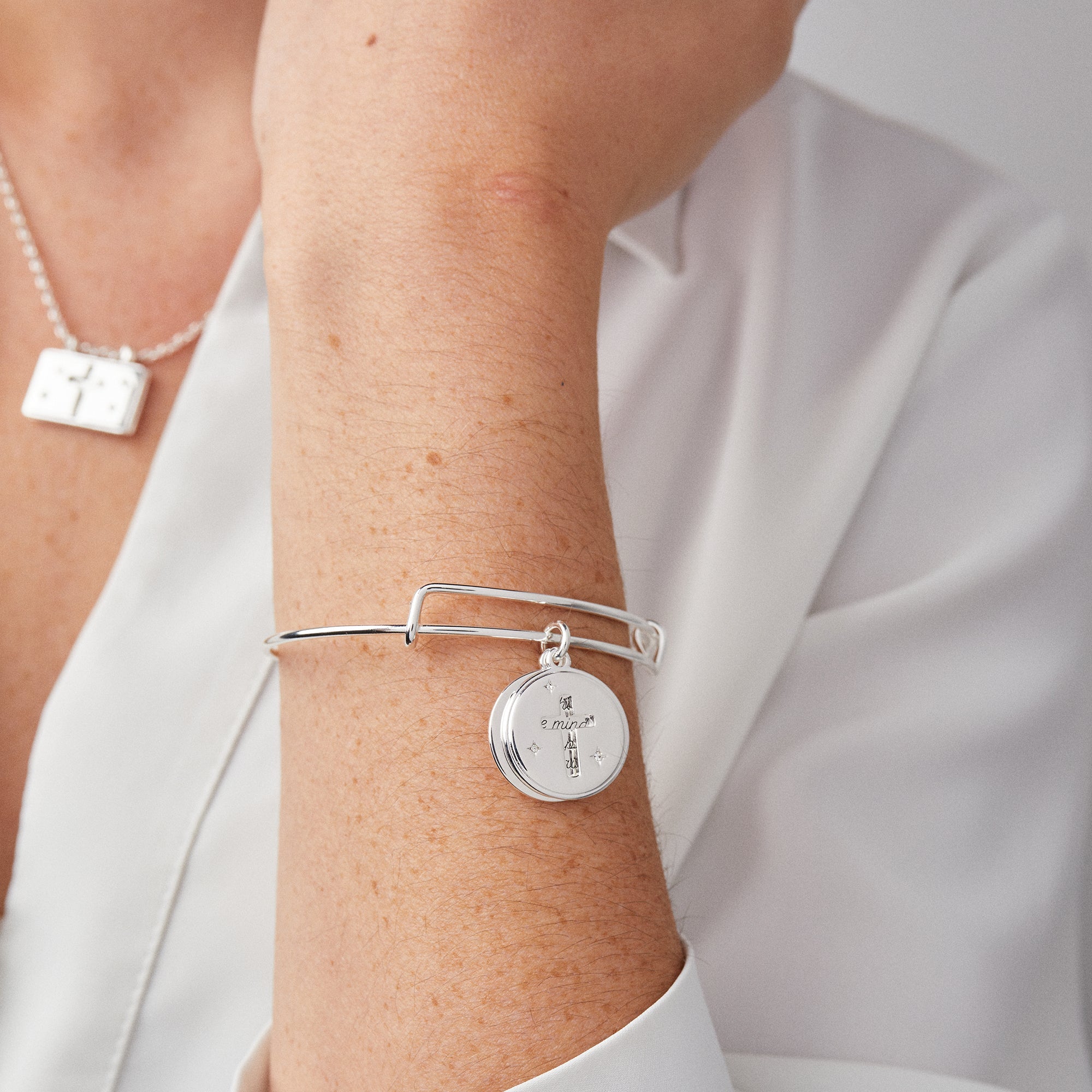 Hidden Message Cross Affirmation Bangle - Aaria Tees Aaria Tees