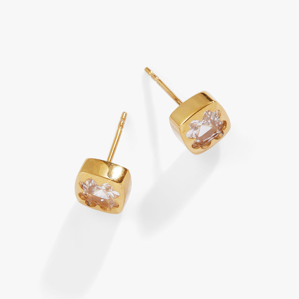 Crystal Clover Mini Stud Earrings - Aaria Tees