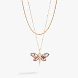 Crystal Dragonfly Double Layer Necklace - Aaria Tees Aaria Tees