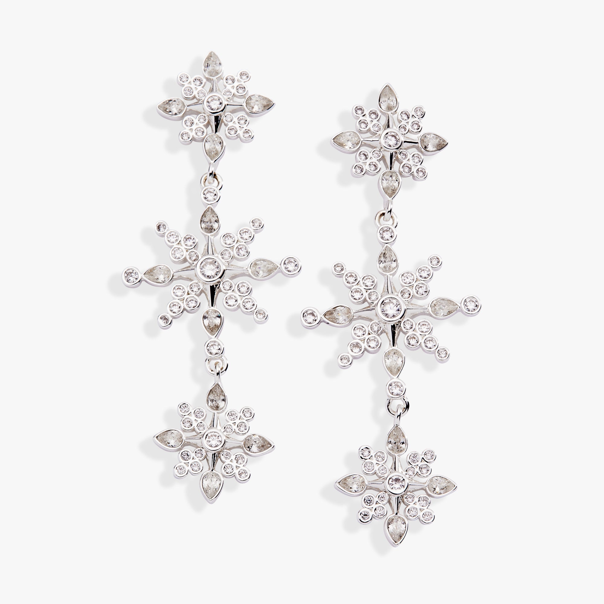 Crystal Snowflake Linear Earrings - Aaria Tees Aaria Tees