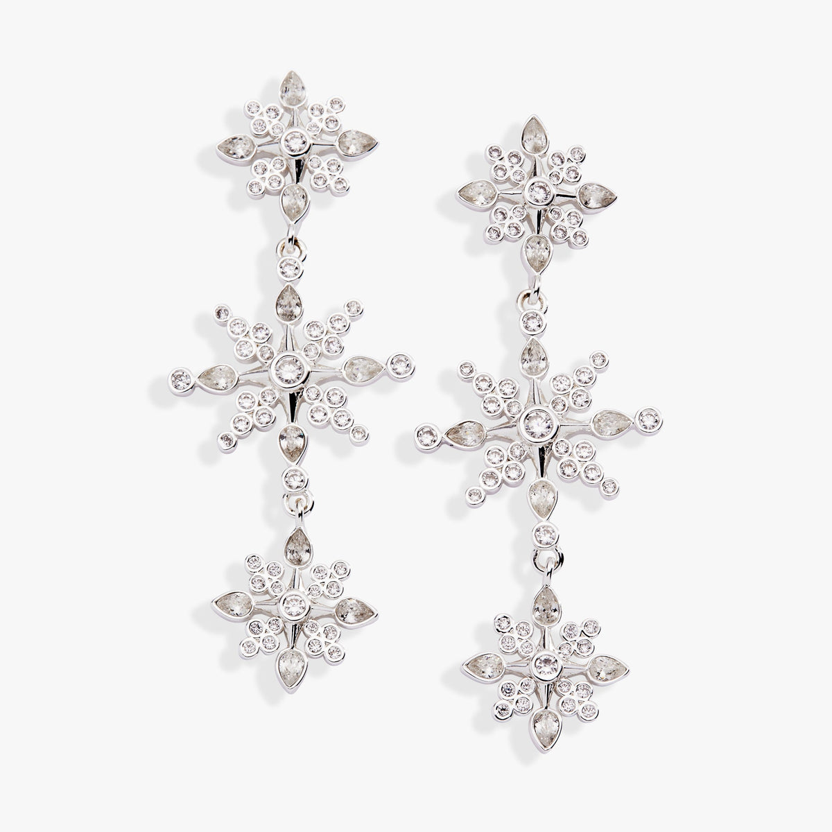 Crystal Snowflake Linear Earrings - Aaria Tees