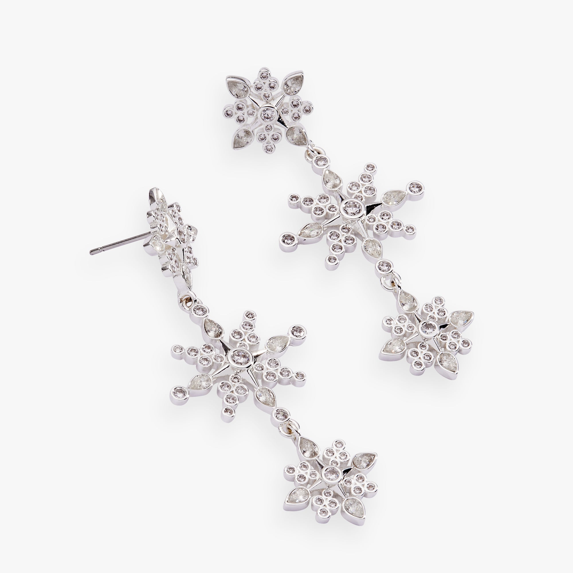 Crystal Snowflake Linear Earrings - Aaria Tees Aaria Tees