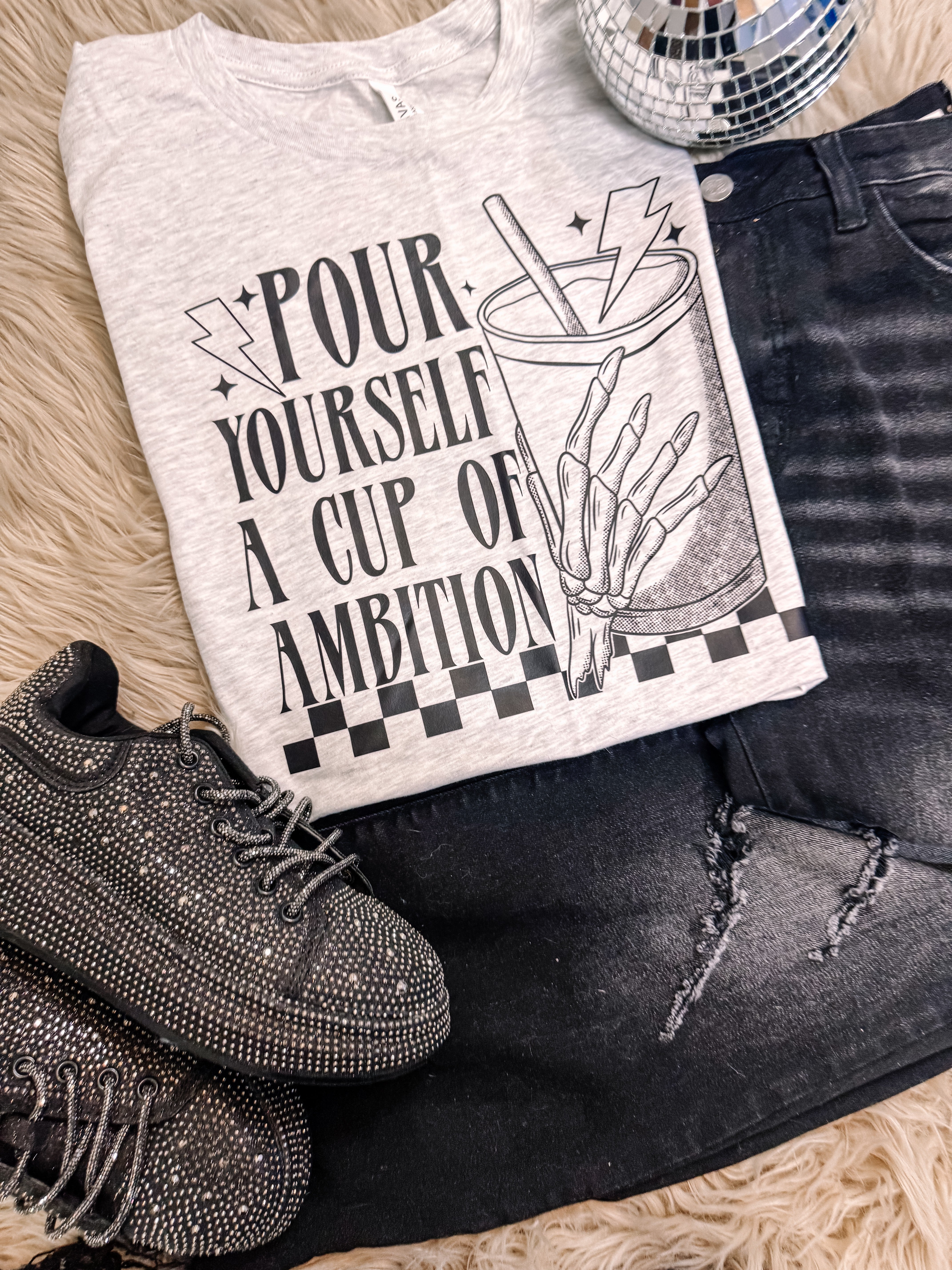 Pour Yourself a Cup of Ambition Coffee Graphic Tee - Aaria Tees Aaria Tees