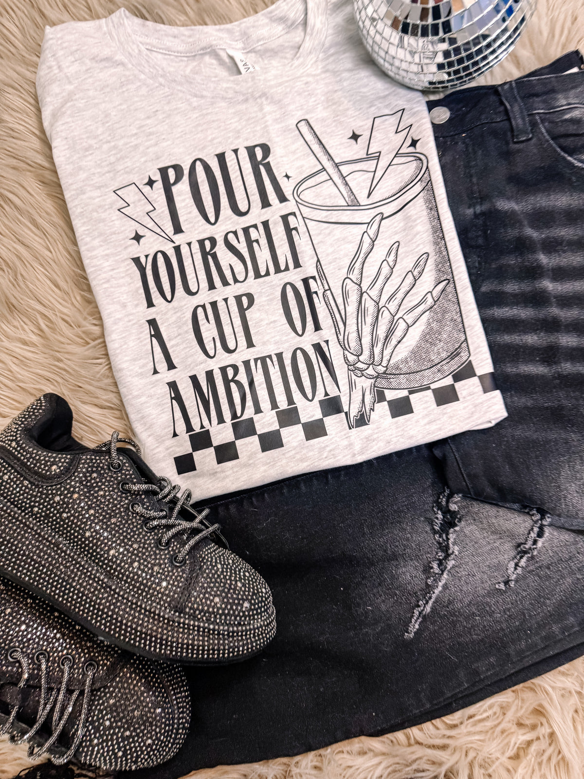 Pour Yourself a Cup of Ambition Coffee Graphic Tee - Aaria Tees