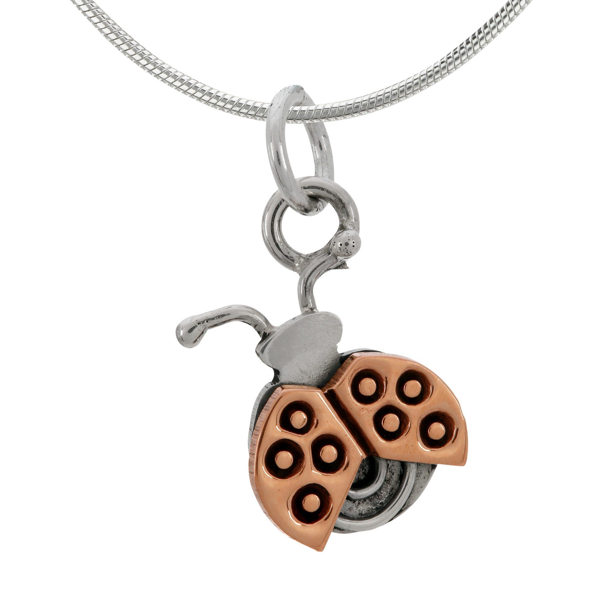 Cute Ladybug Sterling & Copper Necklace - Aaria Tees Aaria Tees