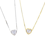 CZ Bezel Necklace Heart Aaria Tees