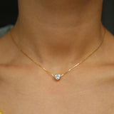 CZ Bezel Necklace Heart Aaria Tees