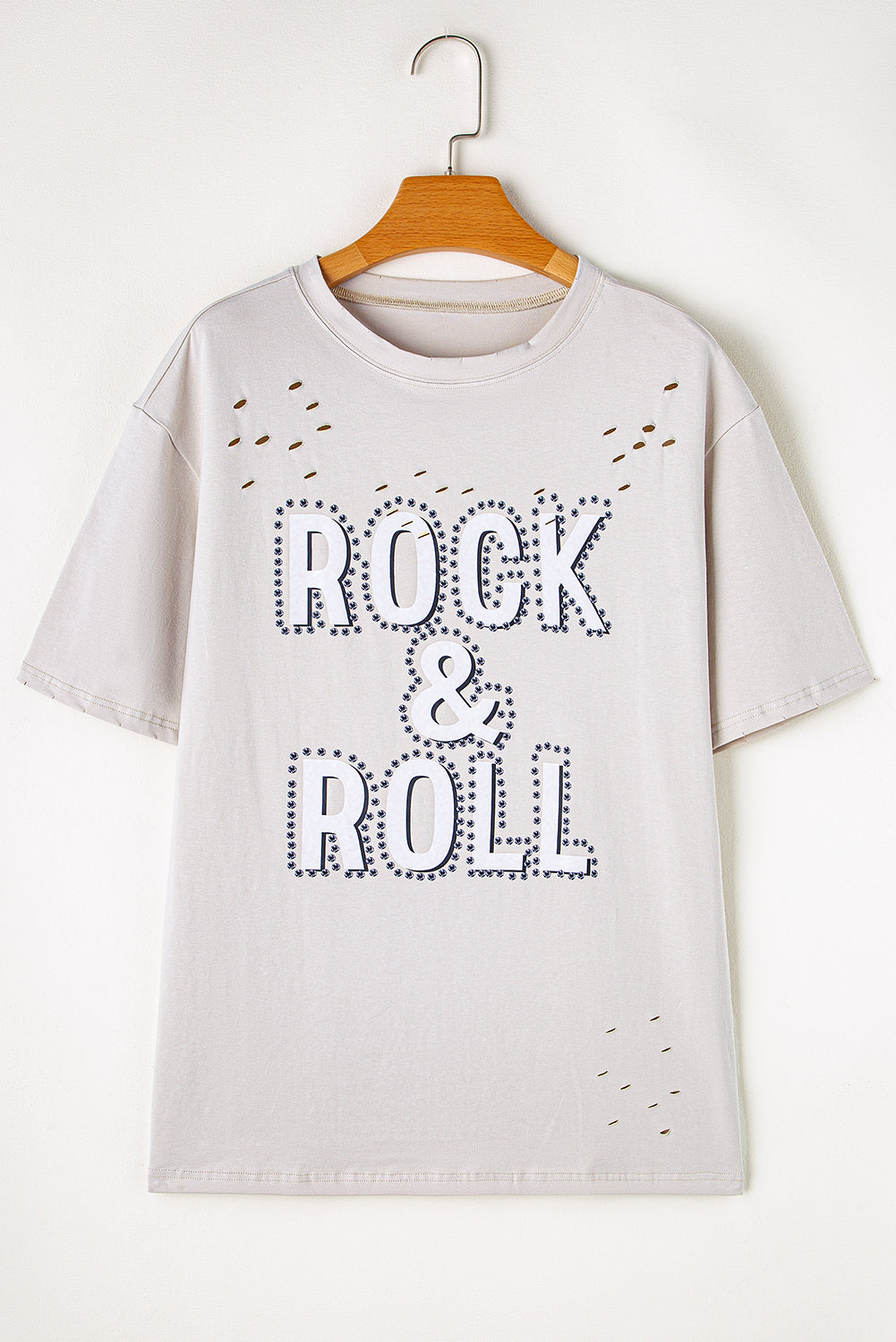 Gray Rock & Roll Graphic Distressed Vintage Tee - Aaria Tees Aaria Tees