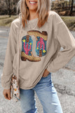 Smoke Gray Western Cowboy Boots Graphic Corded Loose Sweatshirt - Aaria Tees Aaria Tees