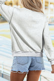 Light Grey Polka Dot Football Letter Print Mock Neck Long Sleeve Pullover Sweatshirt Aaria Tees