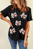 Black Rugby Football Bowknot Pattern Game Day T Shirt - Aaria Tees Aaria Tees