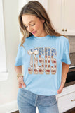 Light Blue Patriotic JESUS Letter Print Shift T Shirt Aaria Tees