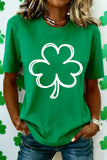 Bright Green St Patricks Day Lucky Shamrock Printed Casual Tee - Aaria Tees Aaria Tees