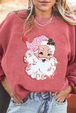 Strawberry Pink Santa Claus Sparkle Corded Crew Neck Sweatshirt Aaria Tees
