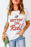 White Rugby Football BETTIN ON Blue Graphic Crewneck T Shirt - Aaria Tees Aaria Tees