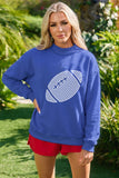 Dark Blue Reversible Gameday Football Graphic Oversized Sweatshirt - Aaria Tees Aaria Tees