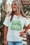 White St Patricks Not Luck Just Blessed Graphic T-shirt - Aaria Tees Aaria Tees
