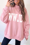 Light Pink WWJD/ AMEN Double Side Printed Mock Neck Reversible Sweatshirt - Aaria Tees Aaria Tees