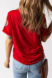 Red Christmas Ornament Bulbs Sequin Graphic Tee - Aaria Tees Aaria Tees