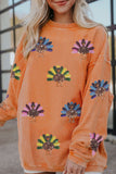 Orange Turkey Graphic Corded Baggy Sweatshirt Aaria Tees