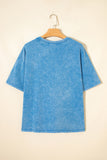Blue USA Star Print Mineral Washed Cotton Tee - Aaria Tees Aaria Tees