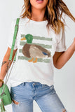 White Western Duck Graffiti Print T-Shirt - Aaria Tees Aaria Tees
