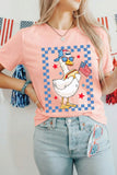 Pink America Goose 4th Of July Patriotic Flag Graphic T Shirt Aaria Tees