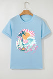 Light Blue Salty Beach Resort Vacation Surf Graphic Tee Aaria Tees