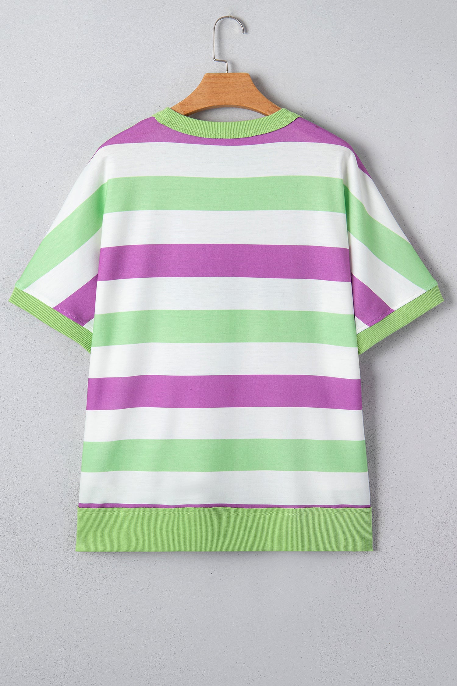 Green Stripe Lucky Clover Embroidered Graphic Dolman Loose Tee - Aaria Tees Aaria Tees