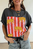 Dark Grey Cheetah Striped Print Retro Fashion Graphic Tee - Aaria Tees Aaria Tees