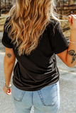 Black Rhinestone XOXO Heart Graphic Crewneck Tee - Aaria Tees Aaria Tees