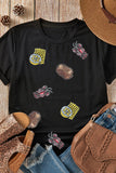 White Sequin Crawfish Potato Lemon Corn Graphic Crewneck T Shirt Aaria Tees